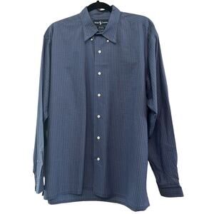 Ralph Lauren Tattersall Plaid Blue Purple Greggor Button Down Shirt L